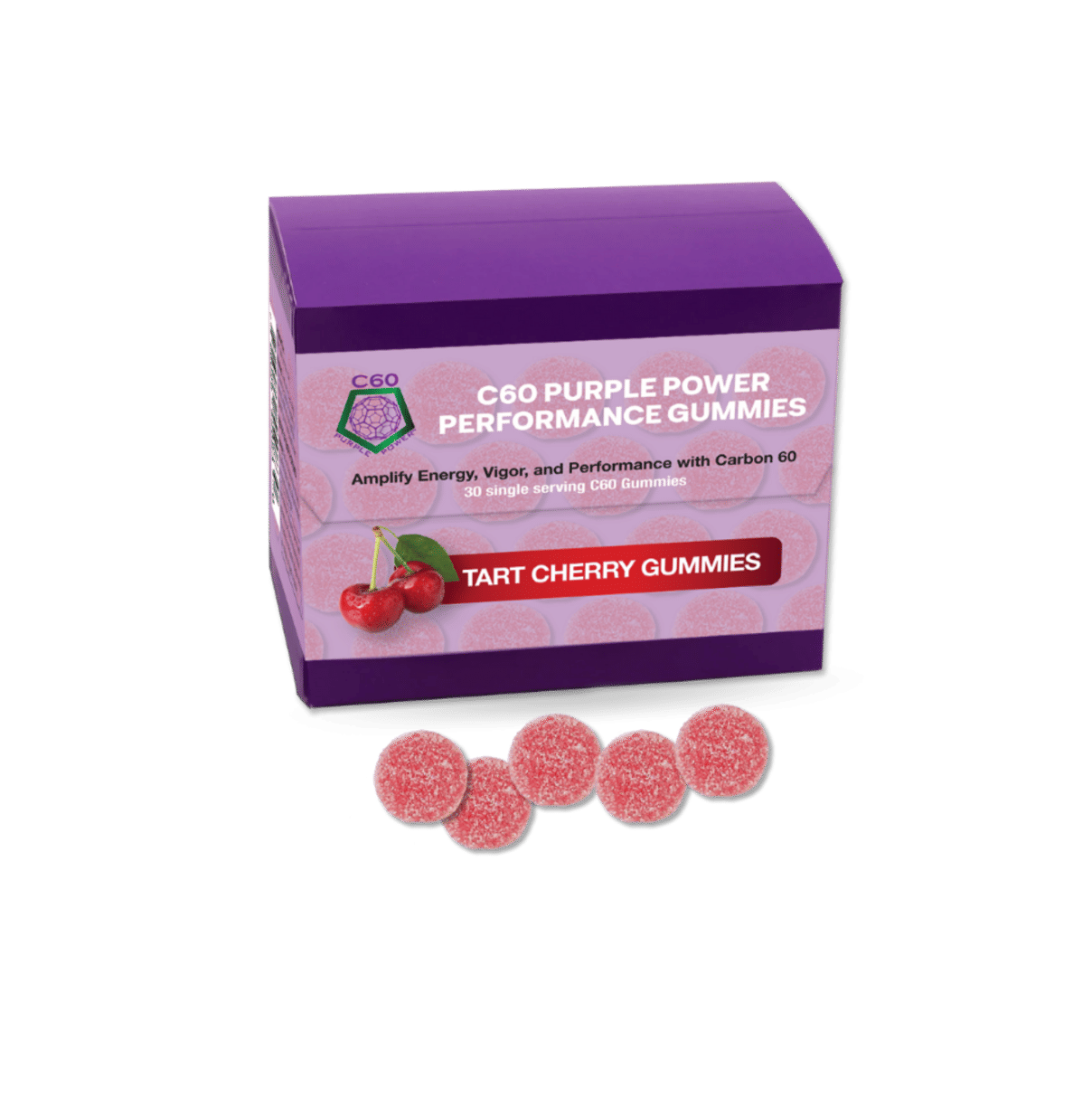 C60 Power - C60 Gummies - Natural ENERGY Support, 99.99% Pure Sublimated Carbon Fullerenes, Promotes Energy, Mental Clarity, & Stamina - 30 Count Regular Cherry 30 Count (Pack of 1)